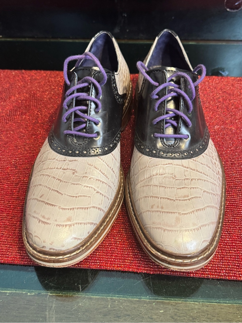 Cole Haan Air Colton Men's 9 Two Tone Oxford Dress Shoes Grey Navy - Picture 3 of 9